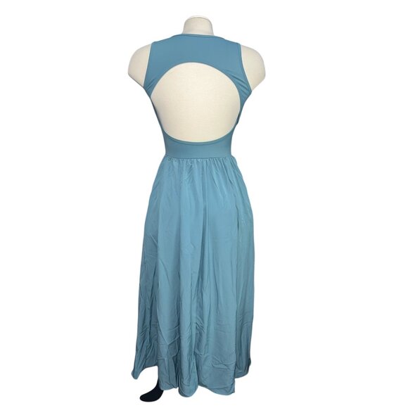 Halara Breezeful Backless Sleeveless Maxi Dress Sz XS Womens Mineral Blue - Picture 1 of 10